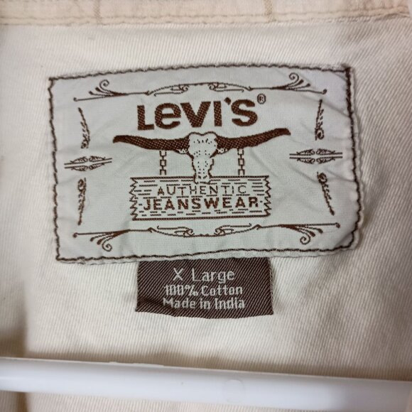 Levis Jeanswear Mens Plaid Windowpane Short Sleeve Pearl Snap Western Shirt XL - Picture 2 of 7